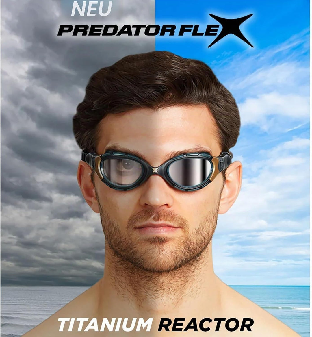 Zoggs Unisex Predator Flex Swimming Goggles (pack of 1) Einheitsgrösse Schwarz/Gold/Titan, Einheitsg