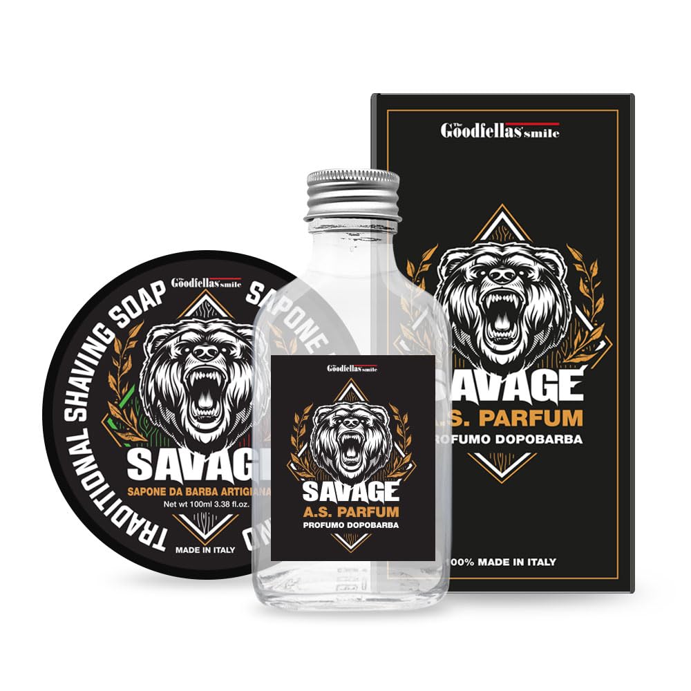 THE GOODFELLAS' SMILE Savage DUO SET. Shaving Soap and Aftershave Set, 500 g