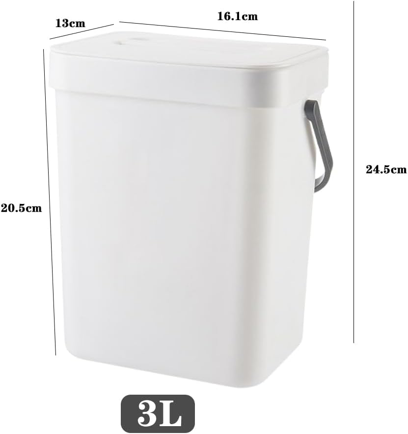 Mülleimer Küche, Biomülleimer Küche Klein, 3L Abfalleimer mit Deckel, Küchenabfalleimer Windeleimer