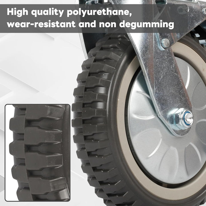 uyoyous 4PCS Schwerlastrollen 150mm Transportrollen Möbelrollen 2 Vollgummi Rollen mit Bremse 360°Gr