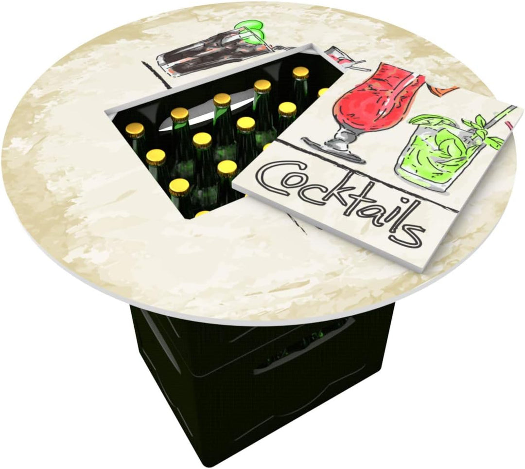 Vispronet Bierkastentisch Cocktails ✓ mobiler Aufsatz für Bier- & Getränkekästen ✓ Deckel zur Geträn