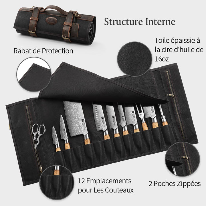 XINZUO 67 Schichten Damaststahl 5er Küchenmesser Set-Pakkaholz Griff mit Profi Schwarze Messertasche