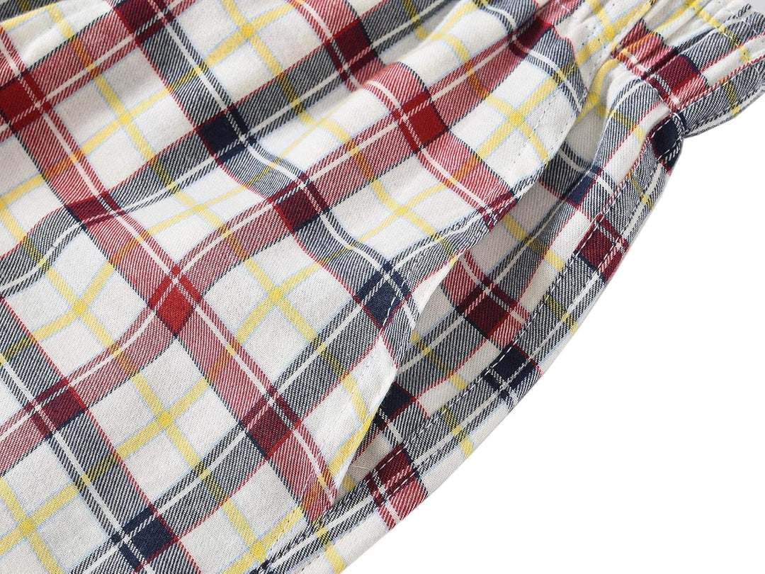 MoFiz Herren Pyjamahose Warm Lang Baumwolle Weich Schlafanzughose Kariert Winter Nachtwäsche Freizei