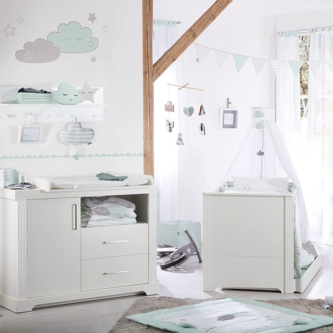 roba Kindermöbelset 'Maxi‘, 2-TLG inkl. Kombi-Bett, 70 x 140 cm und breiter Wickelkommode, weiss Kin