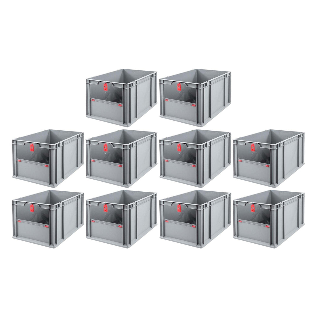 SparSet 10x Eurobox NextGen Insight Cover | HxBxT 32x40x60 | 65 Liter | Hoch/Rot | Eurobehälter, Tra