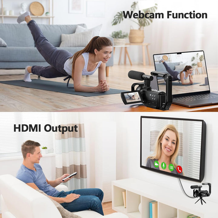 Videokamera Camcorder 5K Kamera mit 56MP, 16x Digitalzoom, IR Nachtsicht, WiFi Vlogging Kamera für Y