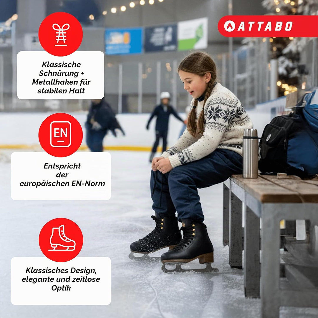 ATTABO Eiskunstlauf Schlittschuhe Kinder ISLA Rosa Grösse 31-36 EU Edelstahlkufe Ideal für Anfänger
