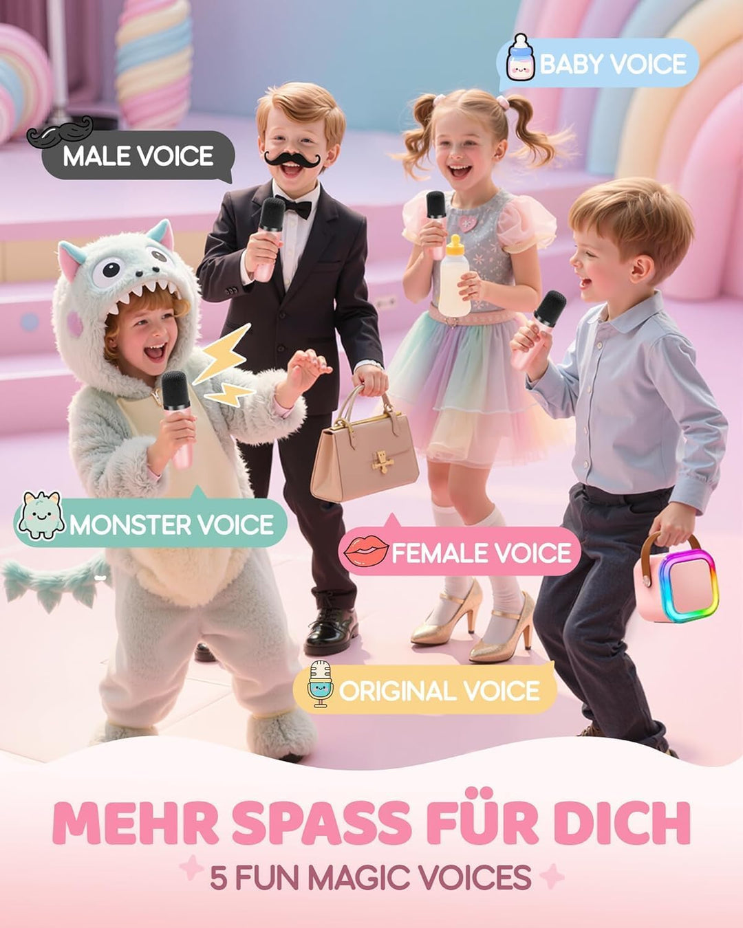 Karaoke Maschine Kinder, Geschenk für Mädchen 3-12 Jahre, Karaoke Kinder Spielzeug ab 3-12 Jahre Mäd