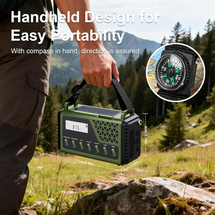 Solar Kurbelradio mit Bluetooth, AM/FM/SW Notfallradio mit 10000mAh USB Powerbank, Radio Batteriebet
