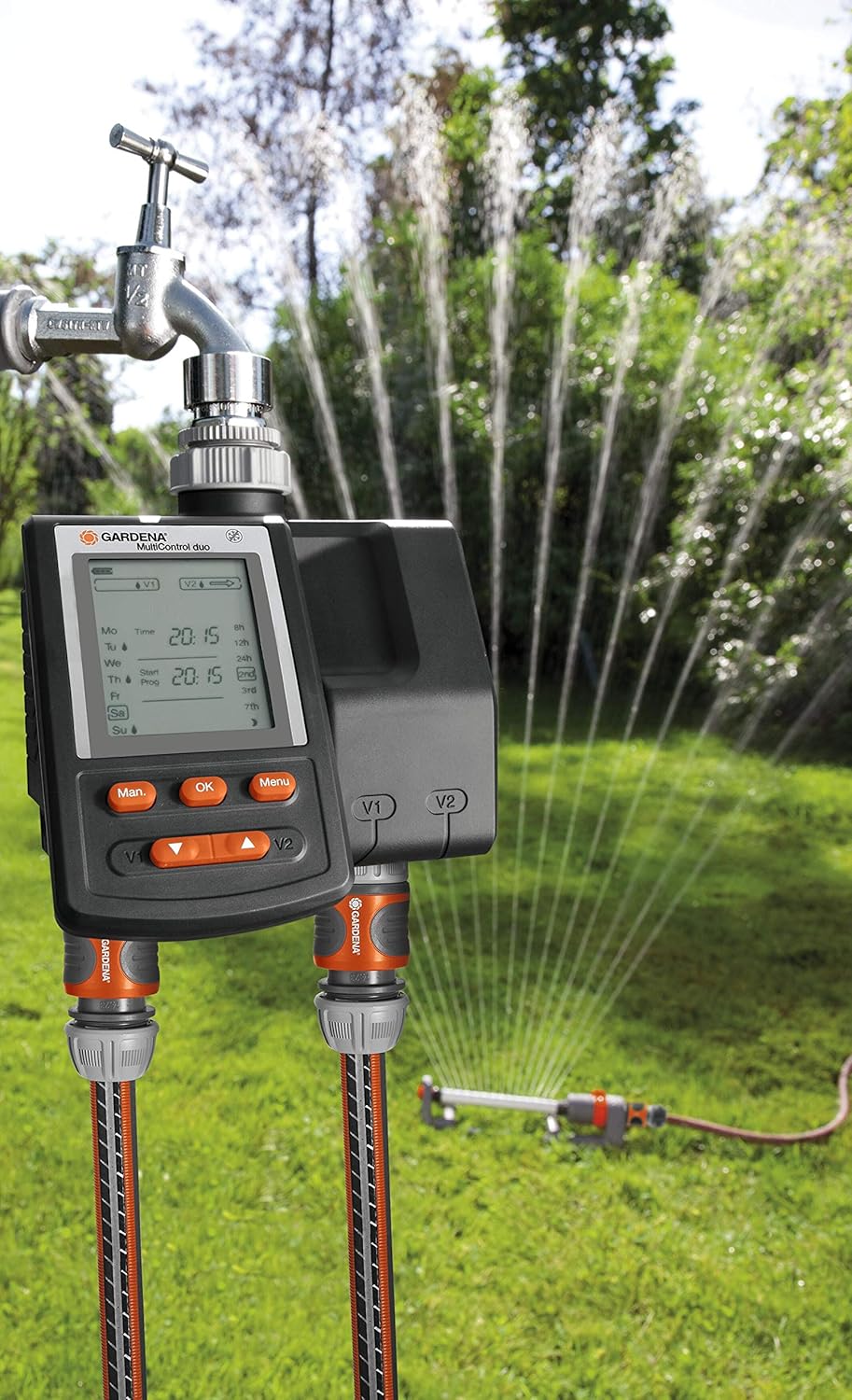 Gardena 271687 Bewässerungscomputer MultiControl duo: Automatische Bewässerungssteuerung, Wochentage