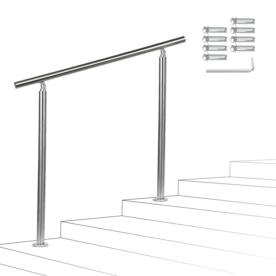 Sonnewelt Handlauf Edelstahl, 100 cm gebürsteter Edelstahl, Treppengeländer mit ohne Querstreben für