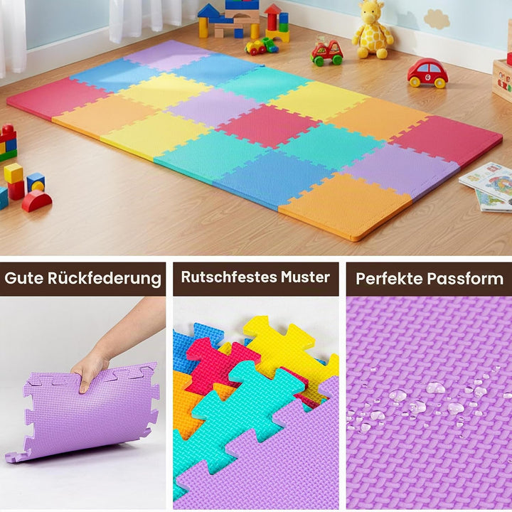 18 Pieces (30x 30cm) Zusammensteckbare Bodenmatten | Schutz-Bodenmatten | Puzzlematten | Weiche Scha