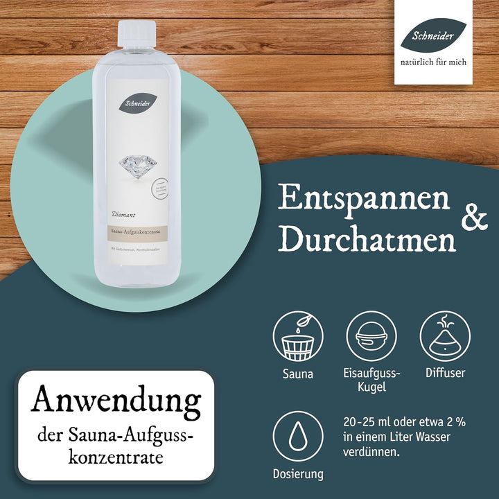Saunabedarf Schneider - Aufgusskonzentrat, Saunaaufguss Diamant, Diamant, 1000ml