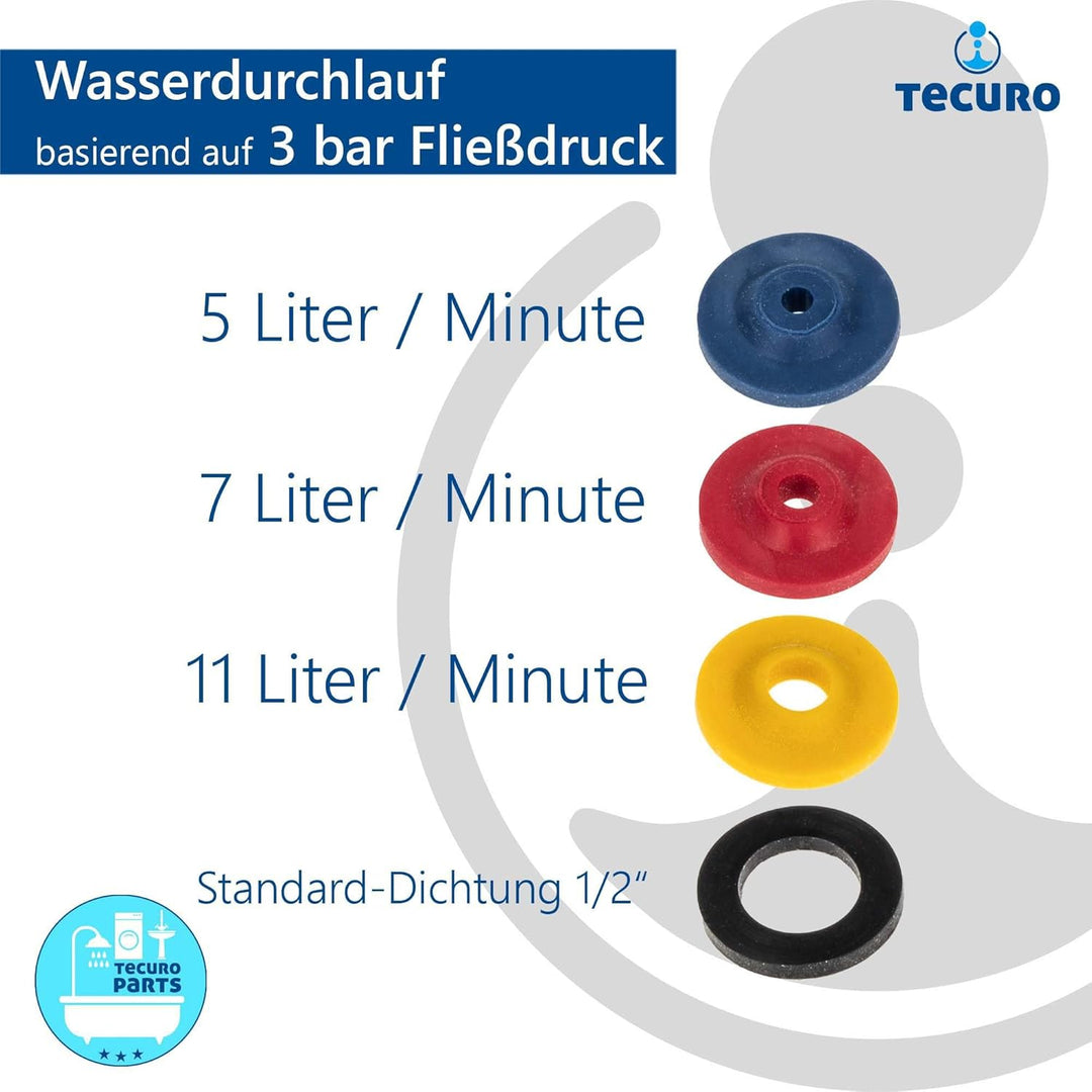 tecuro Handbrause CHRYSTAL, stufenlos umstellbar, inkl. Dichtung und Wassersparadaptern, Kunststoff