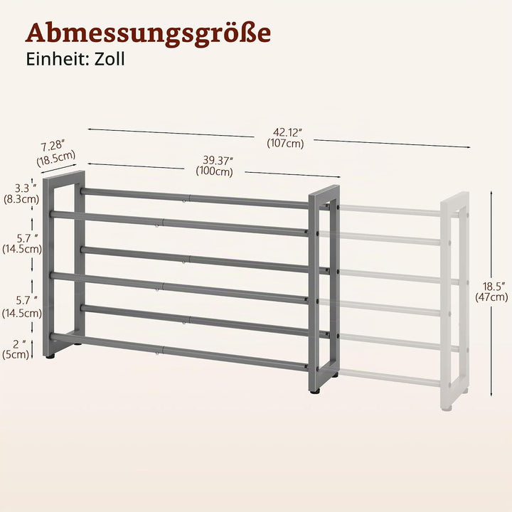 FAVOOSTY 2 Ebenen Schuhregal Metall Ausziehbares Weiss, Verstellbar Platzsparend, Shoes Rack, Robust