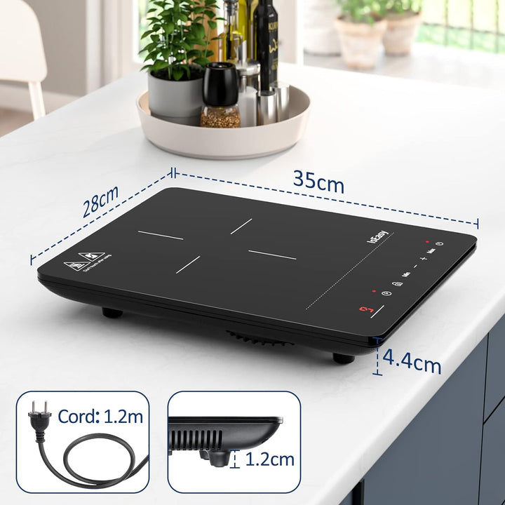 Induktionskochfeld 1 Platte, IsEasy Einzel Induktionskochplatte 2100W, 28cm kochplatte, Tragbares mi