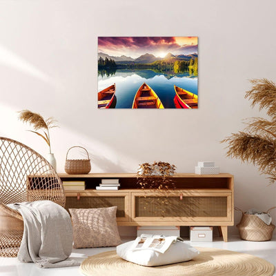 ARTTOR Bilder auf Leinwand See Natur Leinwandbild mit Rahmen 70x50cm Wandbilder Dekoration Wohnzimme