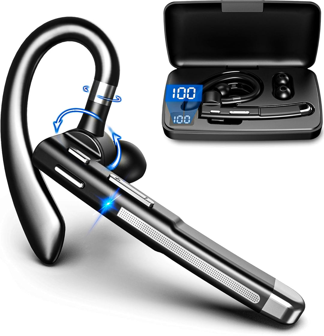 Bluetooth Headset mit Mikrofon, In Ear Freisprech Handy Kabellos Kopfhörer mit LED Ladebox für Autof
