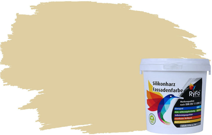 RyFo Colors Silikonharz Fassadenfarbe Lotuseffekt Trend Weisstöne Elfenbein 1l - bunte Fassadenfarbe