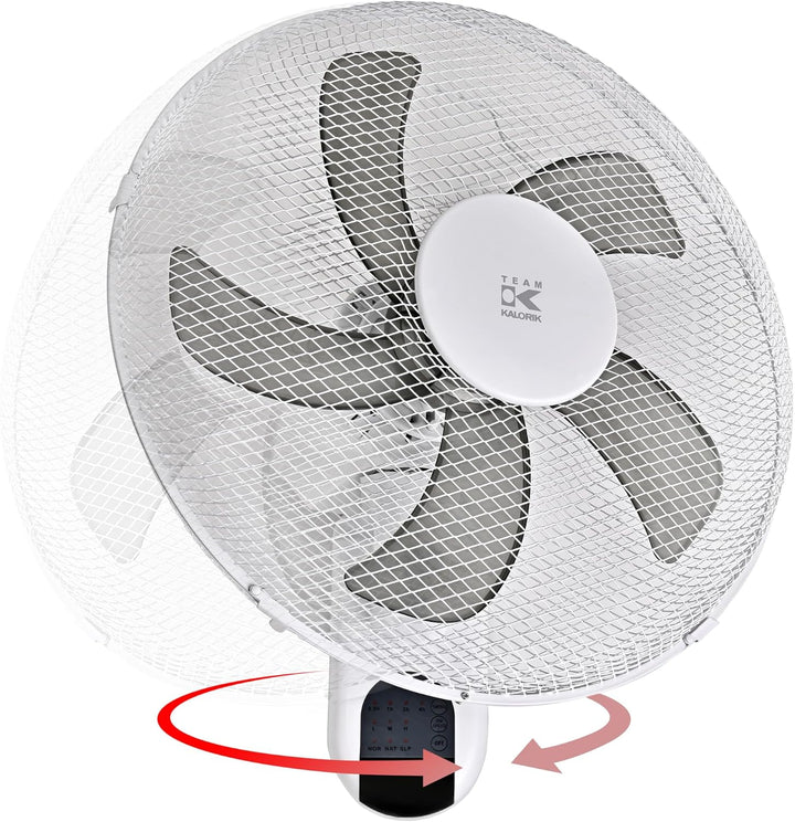 Kalorik VT1050 Leiser Wandventilator – 45W Platzsparender Wand-Deckenventilator mit 90° Oszillation,