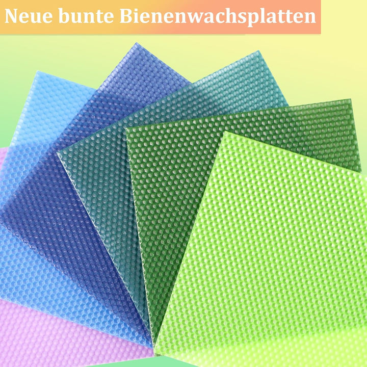 Zakouinn Bienenwachs-Kerzenherstellungsset für Kinder - 12 leuchtende Farben, Bienenwachsblätter zur