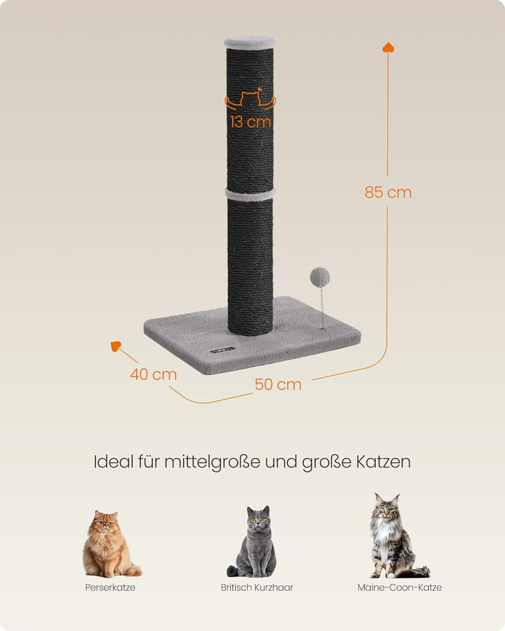 Feandrea Kratzbaum, 85 cm hoch, Kratzsäule XL, 13 cm Dicker Stamm, Katzenbaum, Kratzstamm für mittel