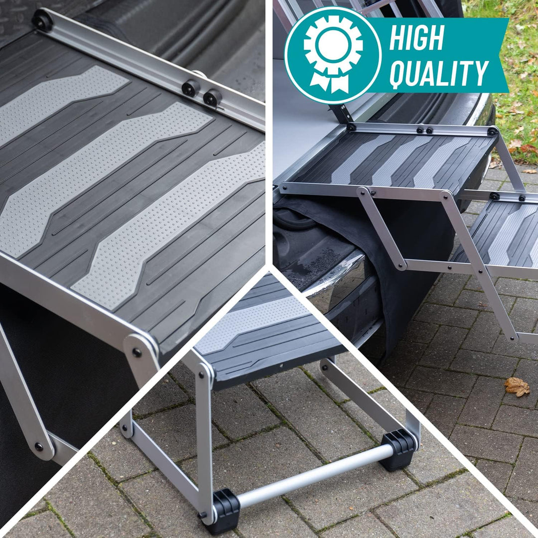 VOSS.PET Faltbare Hundetreppe, 3-stufige Kofferraumtreppe, Gelenkschonende Auto-Treppe, Einstiegshil