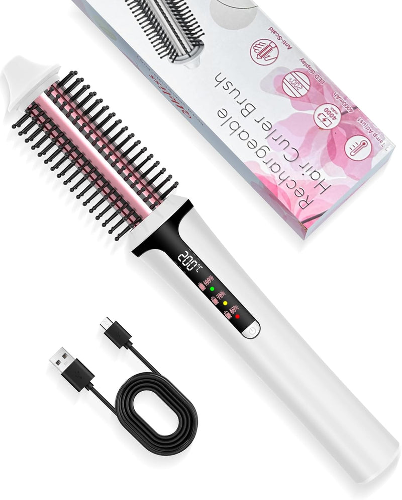 Thermal Brush Kabellos 3 in 1, Wärmebürste Thermobürste 22mm, UKLISS Hot Brush Rundbürste 160-204℃,