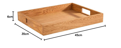 APS 761 Serviertablett aus geöltem Eichenholz, 45 x 35 x 6 cm, mit 2 Griffmulden