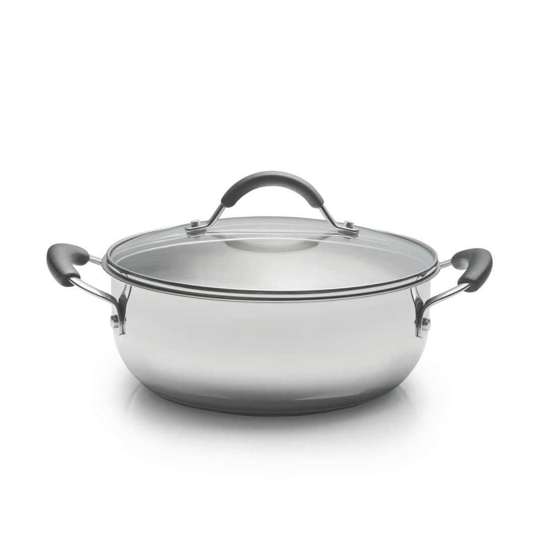 Coolinato - Edelstahl Schmortopf 24 cm mit Silikongriffen & Glasdeckel – Schmorpfanne mit 3,8 l Volu