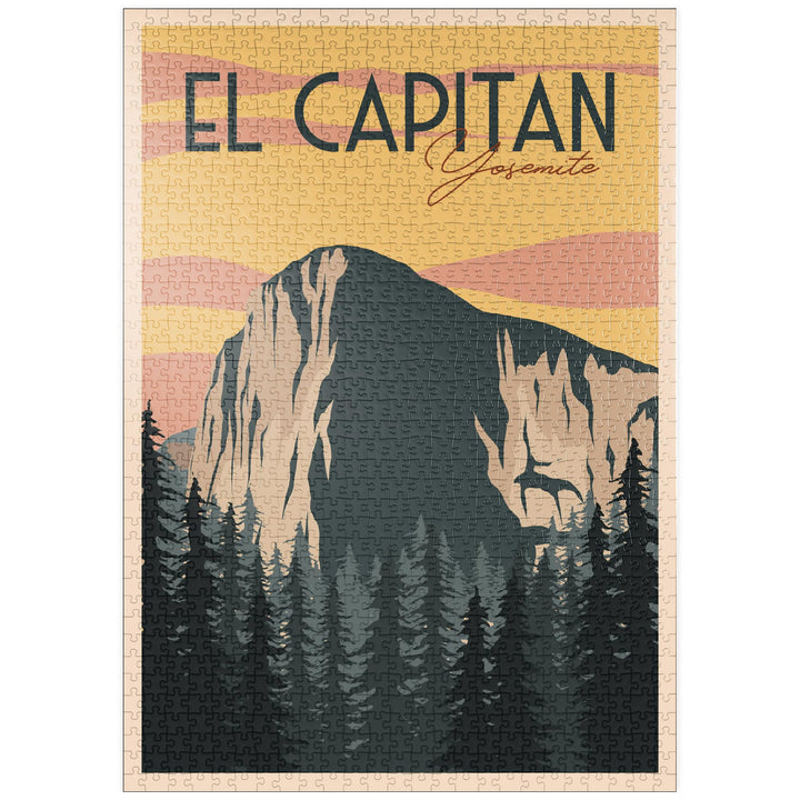 EL Capitan im Yosemite National-Park, USA, Art Deco Style Vintage Poster, Illustration - Premium 100