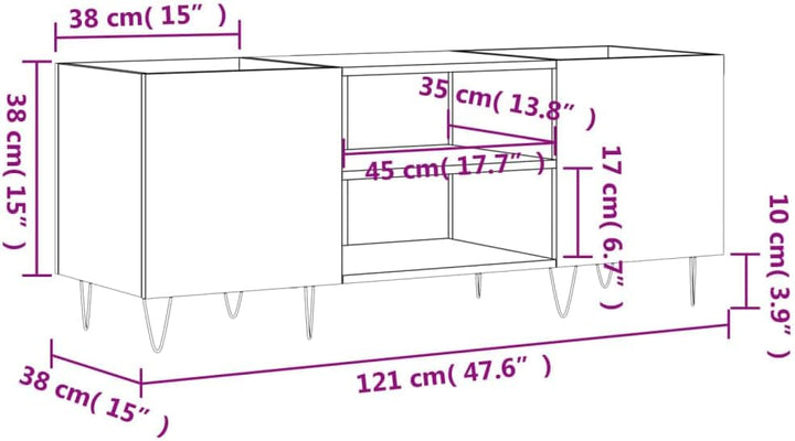 vidaXL Plattenschrank Weiss 121x38x48 cm Holzwerkstoff, Weiss 1