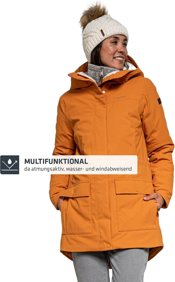 Schöffel Damen Ins. Parka Rotterdam L, wind- und wasserdichter Damen Parka mit verstellbarer Taille,