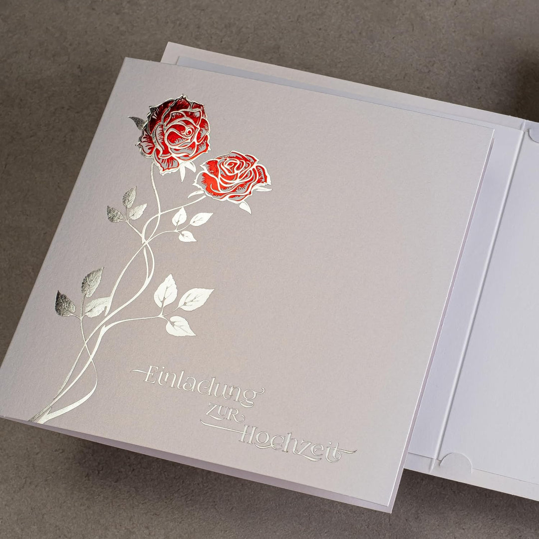Art Nuvo HOCHZEITSEINLADUNGEN - SATZ 20 St, 135x135mm MIT BEDRUCKBAREN EINLAGEN UND UMSCHLÄGEN FÜR H