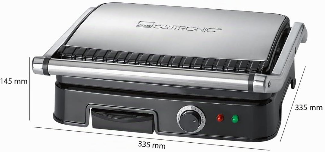 Clatronic KG 3487 Kontaktgrill für beidseitiges, fettfreies Grillen, antihaftbeschichtete Grillplatt