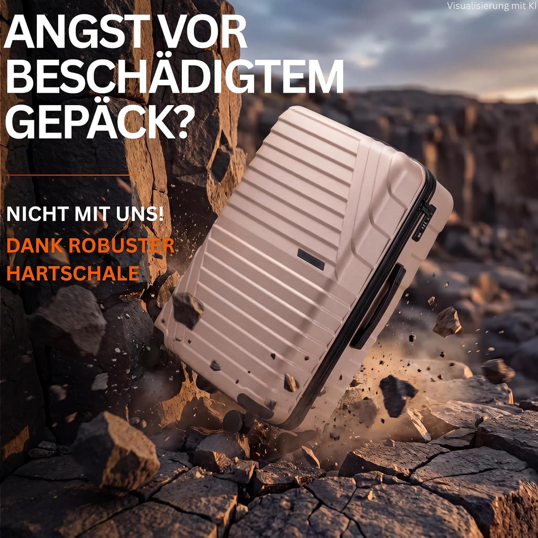 Hartschalenkoffer XL Gross - 100L Volumen erweiterbar auf 117L - 158cm Gurtmass - 8 Rollen 360° dreh
