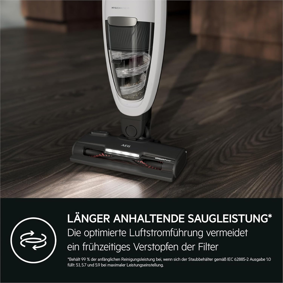 AEG HYGIENIC 5000 Cordless Cleaner 2in1 Akku-Staubsauger kabellos/Akku-Laufzeit: bis zu 50 Min. / Fa