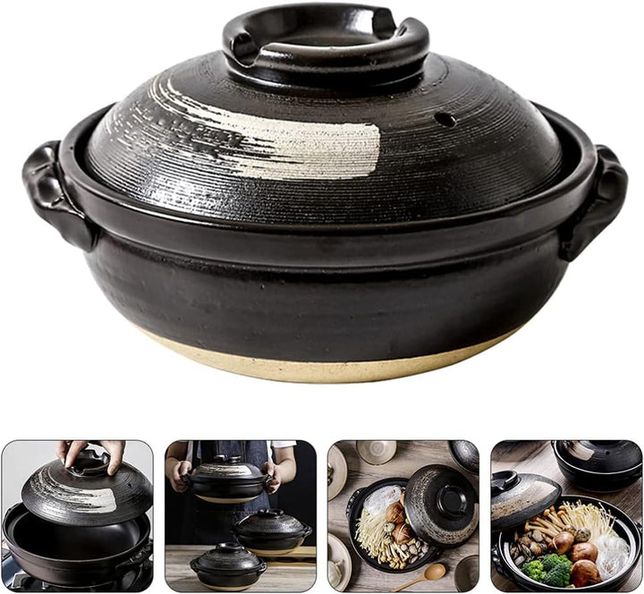 BESTonZON Premium Ceramic Bowl mit Deckel Korean Cooking Korean Stone Bowl (Dolsot) Stockpot Clay Co
