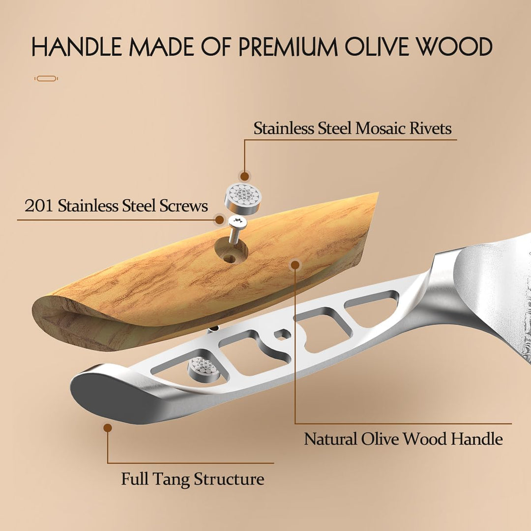 HEZHEN Damast Küchenmesser Set 5-Teilig, Professionelles Damaszener Stahl Kochmesser Set Santoku Mes