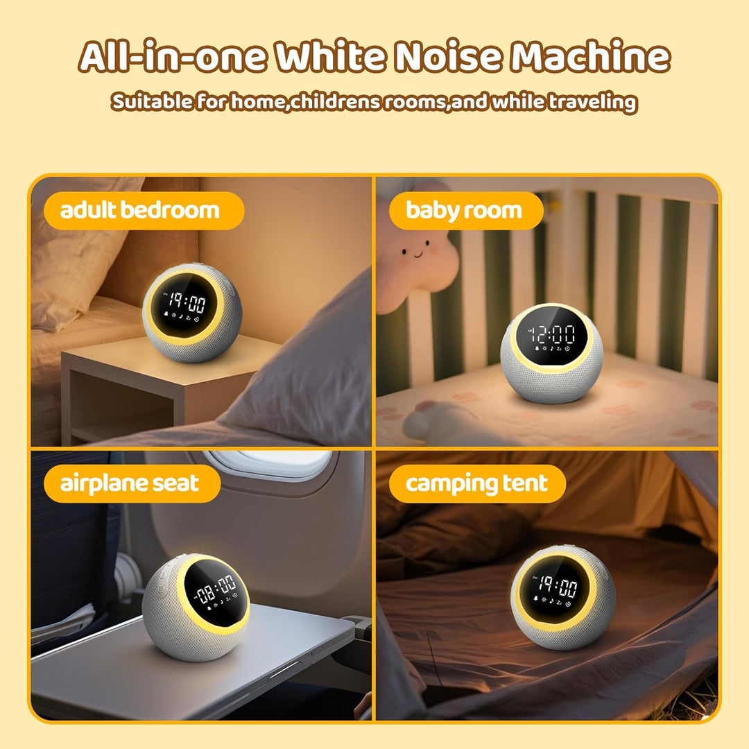 Mewaii White Noise Machine Baby mit Nachtlicht &amp; Wecker, 3-in-1 Nachtlicht Kinder, 2700K Licht &amp; san