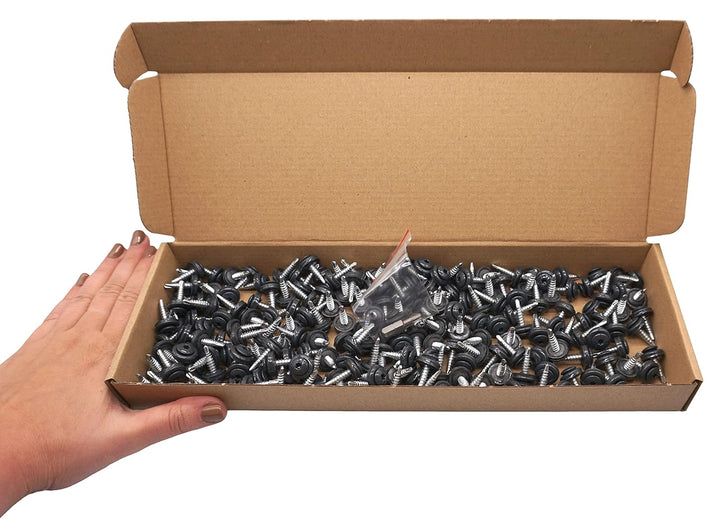 SKIR'CO (200 Stück) Metalldachschrauben 4,8 x 20 mm lackiert selbstbohrende Schrauben mit EPDM Unter