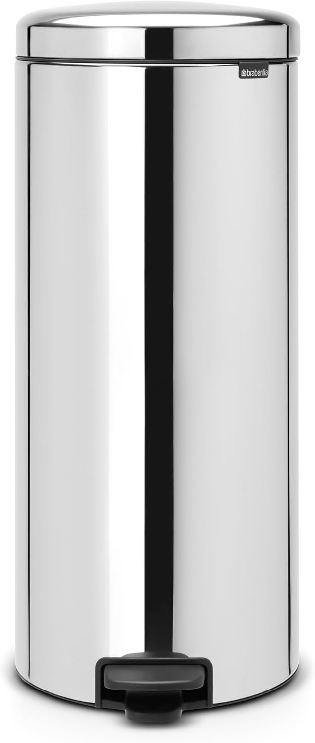 Brabantia Treteimer mit Inneneimer aus Metall, plastik metall, Glänzender Stahl, 30L 30 Liter Brilli