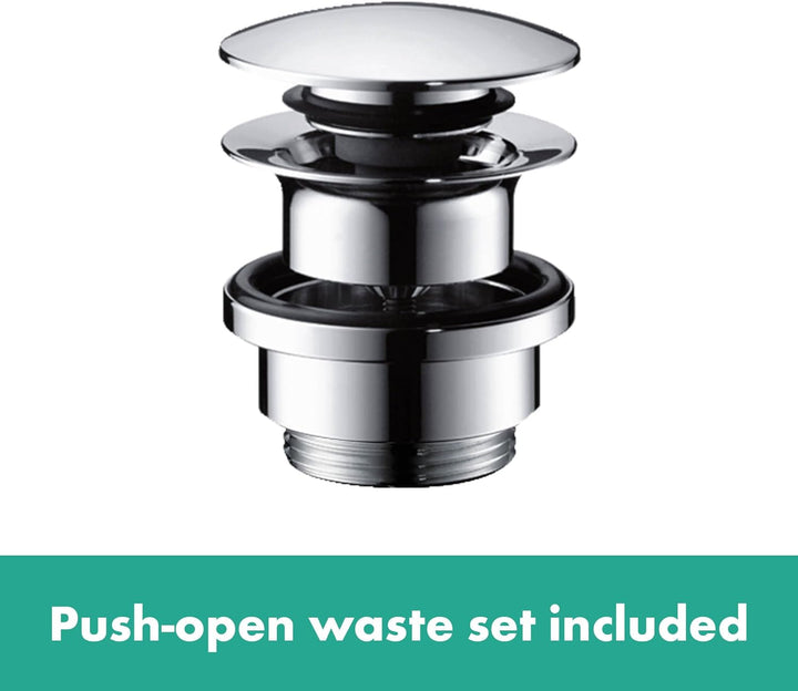 hansgrohe Finoris - Waschtischarmatur mit Push-Open Ablauf, mit ausziehbarer Brause (2 Strahlarten),
