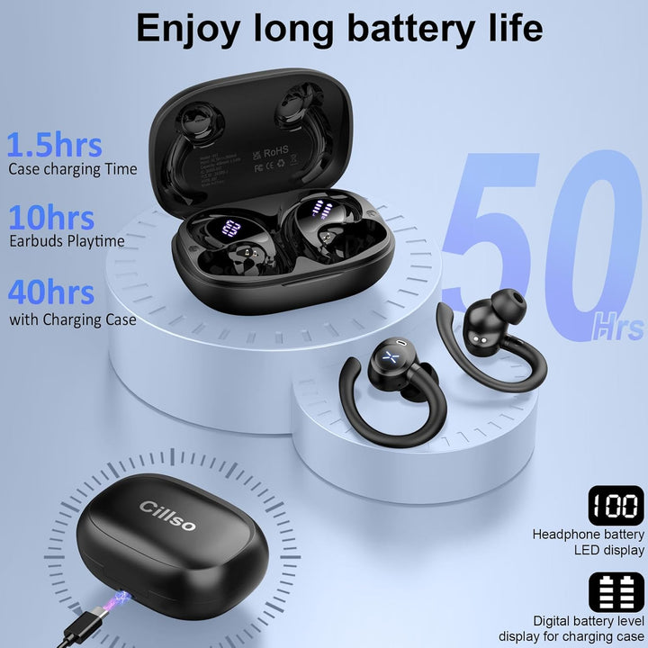 Bluetooth Kopfhörer Sport, 2026 In Ear Kopfhörer Bluetooth 5.4 mit 60h Spielzeit, IPX7 Wasserdichte