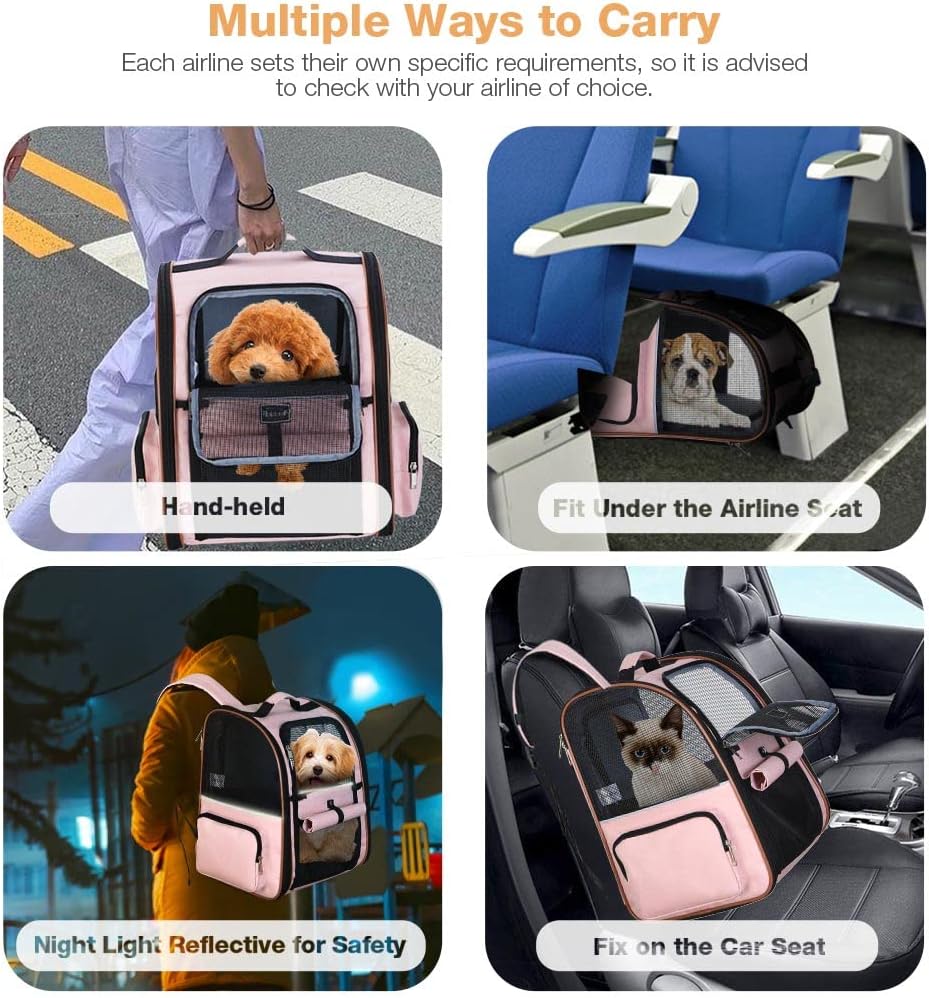 Erweiterbar Katzenrucksack Hunderucksack für Katzen Hunde bis 8kg, Gross Katzen Rucksack Faltbare Ha