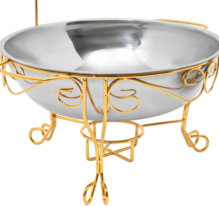 Runder Chafing Dish 6 Liter, Edelstahl Speisenwärmer mit Glasdeckel Wärmebehälter Lebensmittel Warme