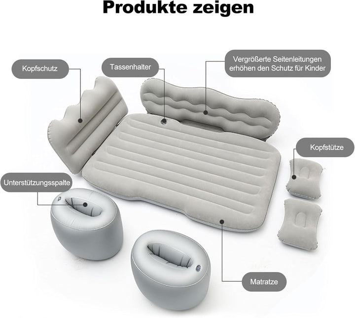 Ergocar Auto Luftmatratze Camping Matratze Aufblasbar 2 Personen mit Kissen Luftmatratze SUV MPV Auf