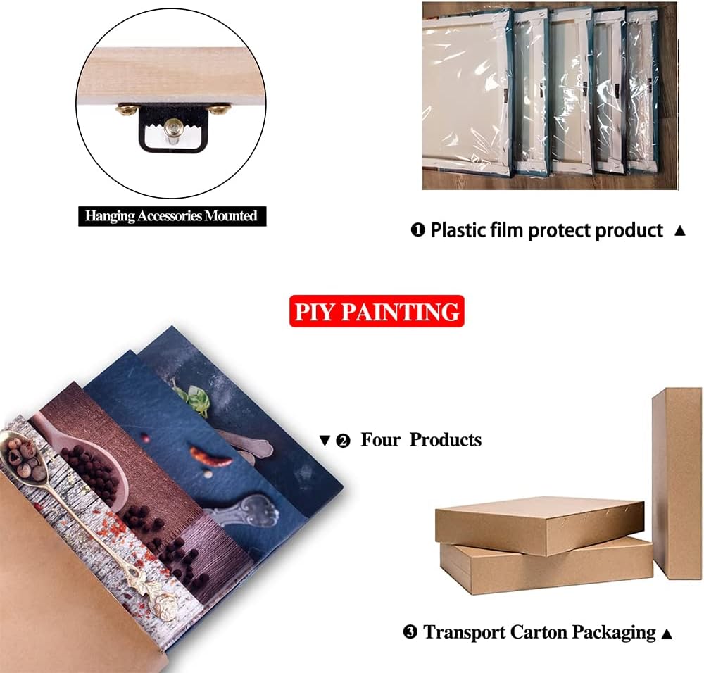 Piy Painting Wasserdichte Leinwandbild Küche Löffel Gewürzen Pfeffer Wandbild Bilder und Kunstdrucke