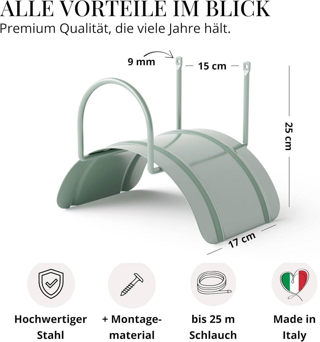 Livlig53 Gartenschlauch Halterung für 1/2 Zoll Schläuche bis 30m aus verzinktem Stahl, Wandhalterung