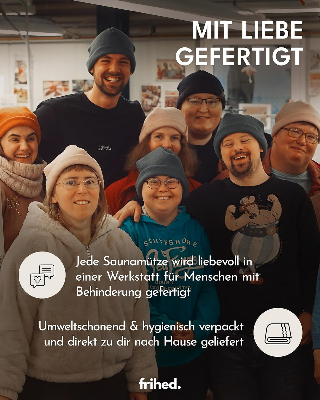frihed.® Saunahut Sand aus Wollwalk - 100% Schafschurwolle - Premium Sauna Zubehör für Männer und Fr